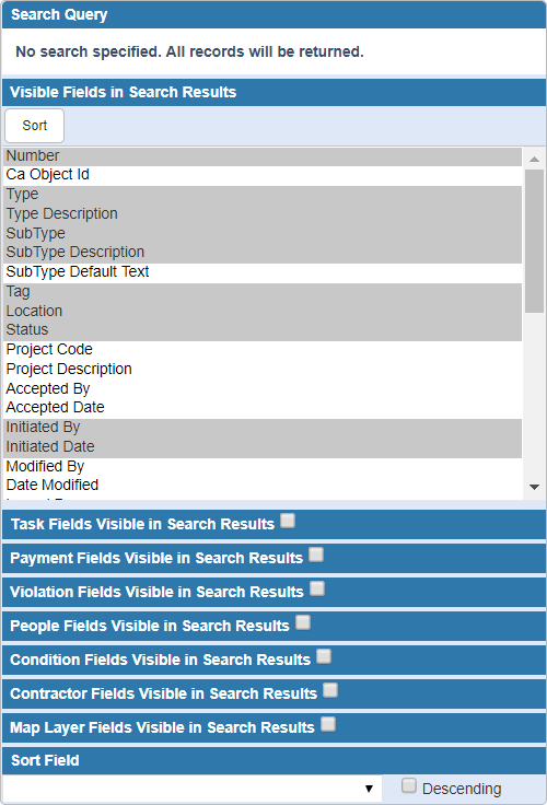 Select Fields Visibile in Search Results